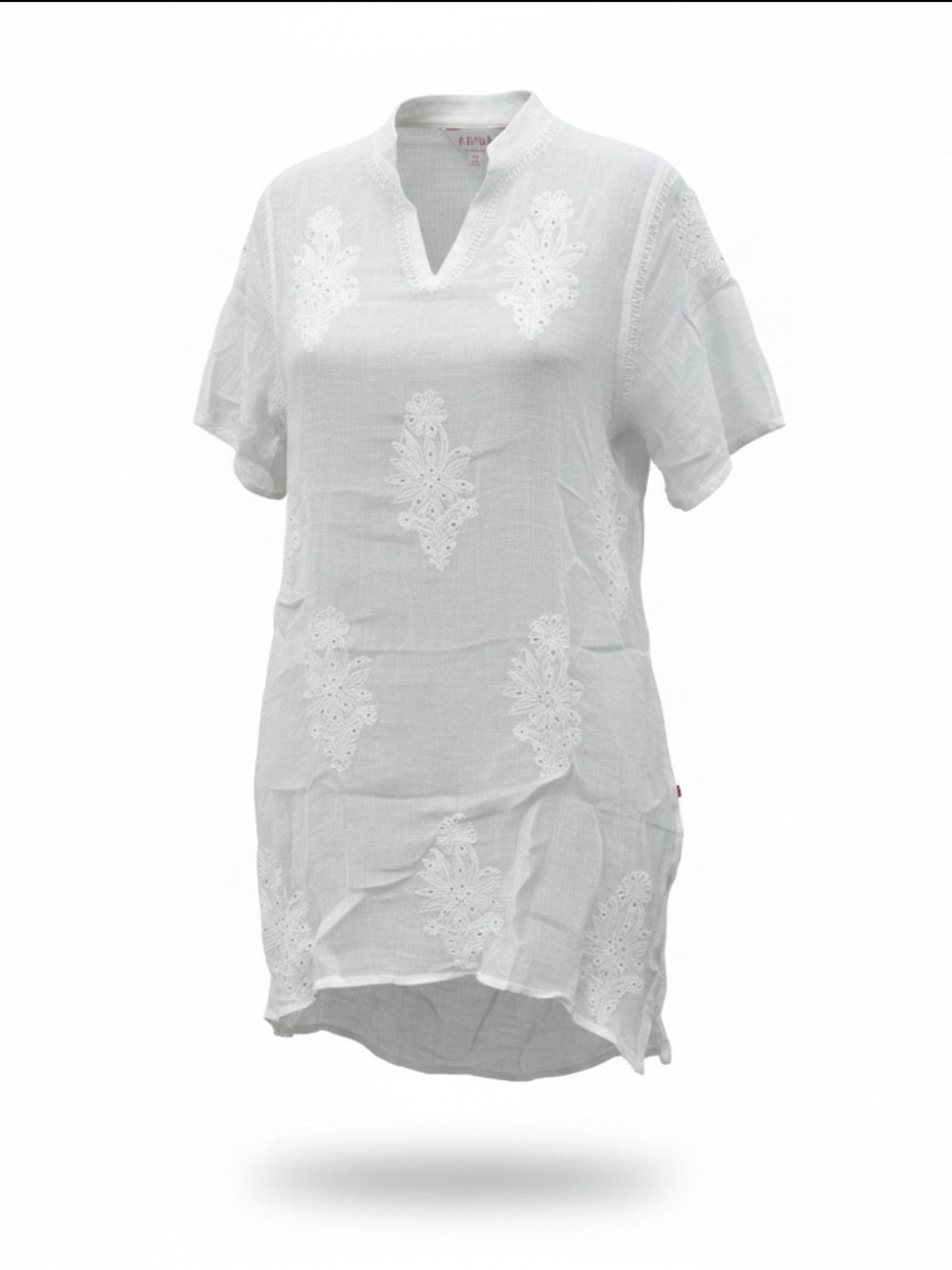 BIBA White Embroidered Tunic Top